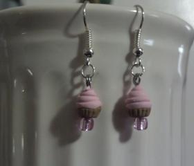 Light Pink Miniature Cupcake Earrings