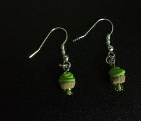 Lime-Green Miniature Cupcake Earrings