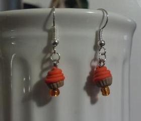 Orange Miniature Cupcake Earrings